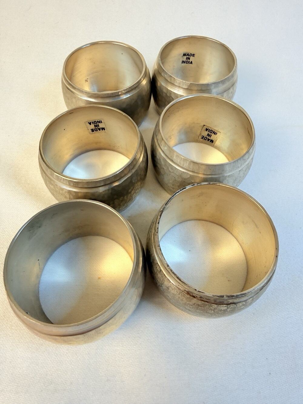 VTG 6 Brushed Bronze Nickel Metal Napkin Ring Set Elegant Boho Modern